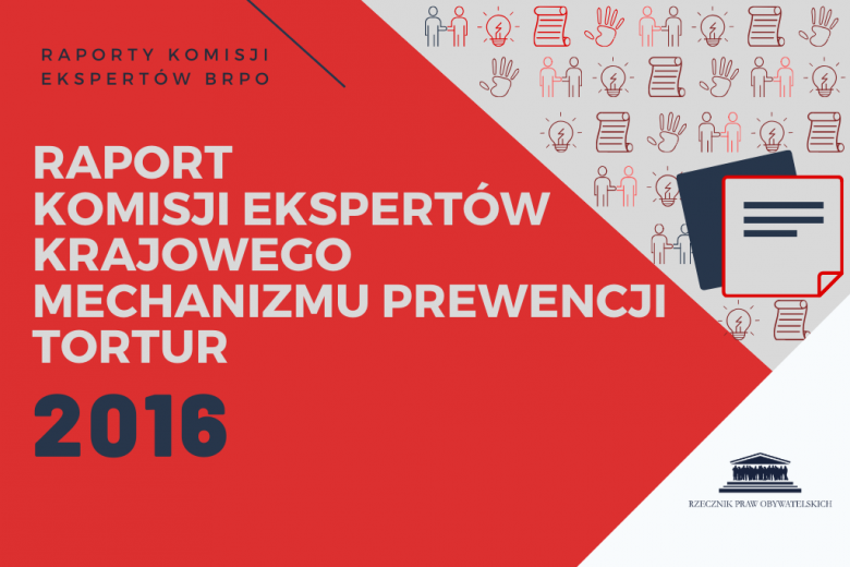 czerwona plansza z białym napisem "raport komisji ekspertów KMPT"