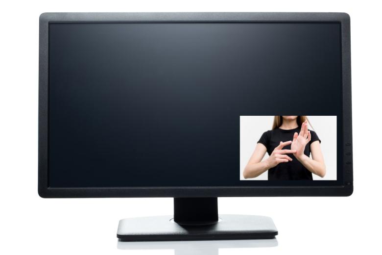 ekran telewizor, w prawym dolnym jest obraz tłumacza jęz. migowego 