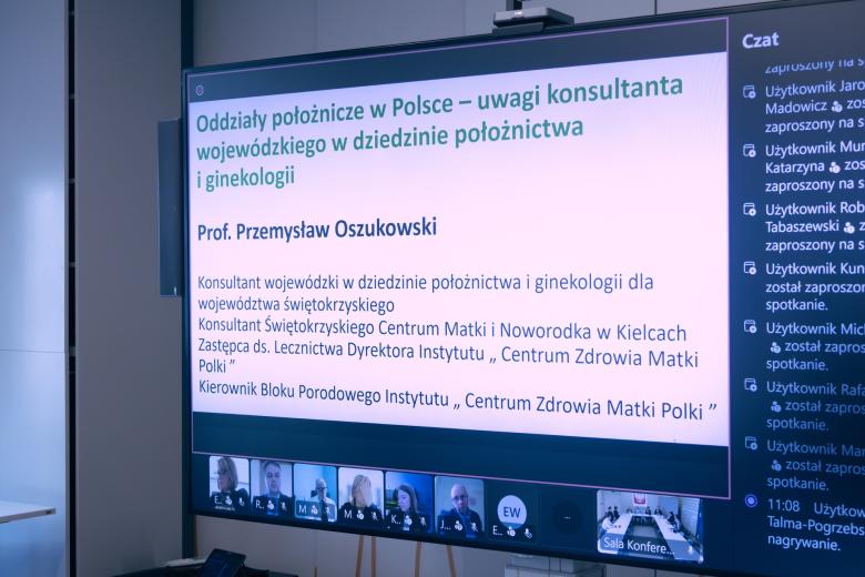 ekran z tekstem dla osób uczestniczących w telekonferencji 