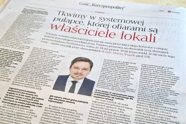 Strona gazety z wywiadem z RPO Marcinem Wiąckiem