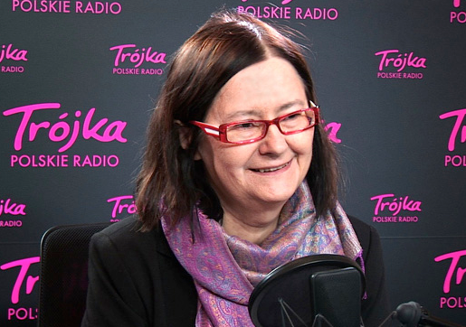 na zdjęciu prof. Irena Lipowicz w studiu Polskiego Radia