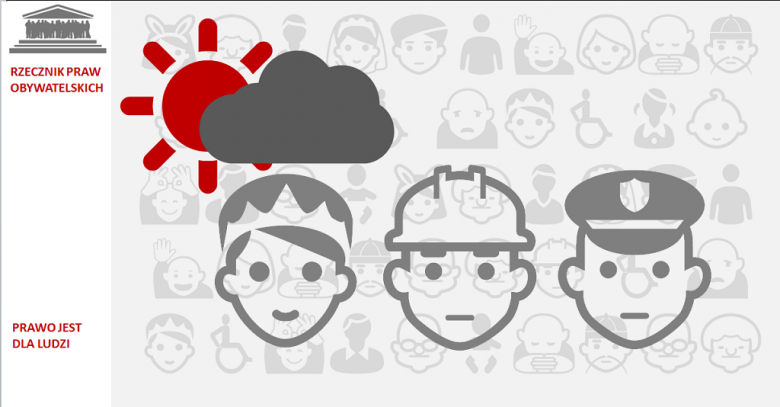 Grafika: głowy trzech pracowników, nad jednym - czarna chmura