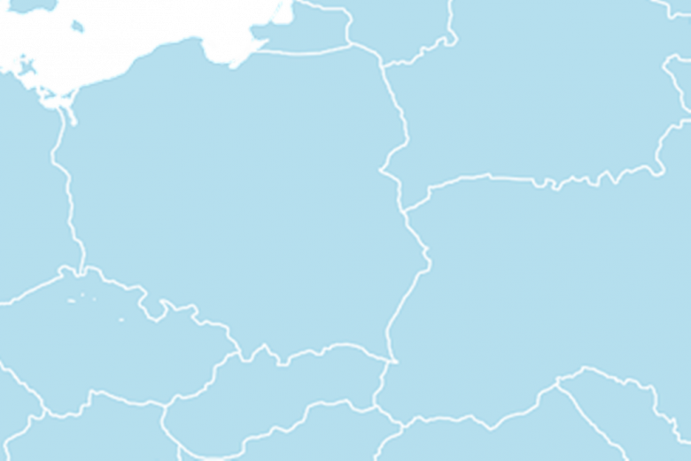 Mapa z granicami Polski i jej sąsiadów
