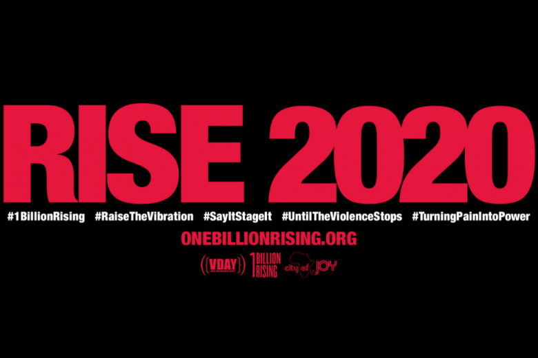 czarna plansza z czerwonym napisem "rise 2020"