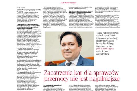 Zdjęcie strony z gazety z wywiadem z RPO Marcinem Wiąckiem