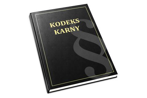 Książka z tytułem "Kodeks karny" i symbolem paragrafu na okładce