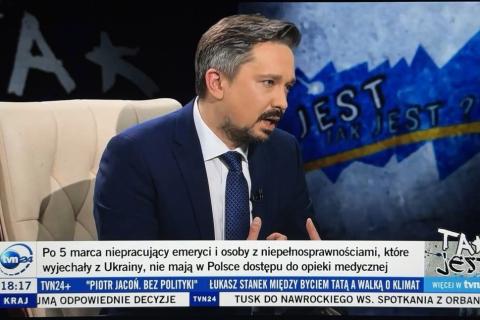 Wywiad dla portalu TVN24, rzut ekranu ze zdjęciem Marcina Wiącka