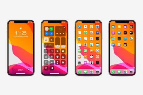 cztery smartfony sfotografowane w pionie