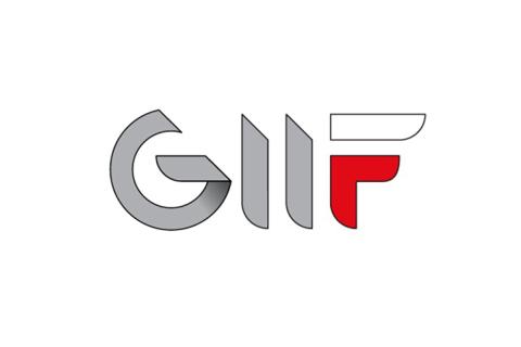 litery GIIF pierwsze trzy szare ostatnia biało-czerwona