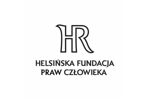 Logo z literami HR i tekstem Helsinska Fundacja Praw Człowieka