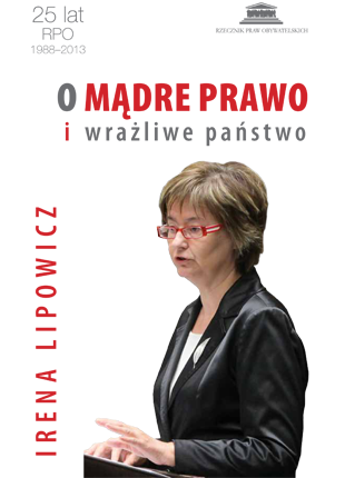 Biała okładka z czerwonym tytułem i sylwetką kobiety - RPO Lipowicz