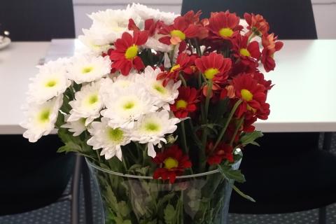 Zdjęcie: bukiet biało-czerwonych kwiatów