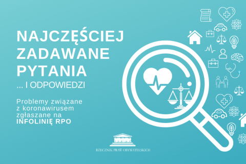 zielona plansza z białymi symbolami i i napisem "najczęściej zadawane pytania"