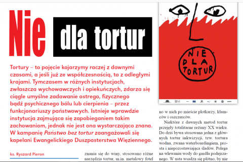 Fragment tekstu i plakat kampanii NIE DLA TORTUR