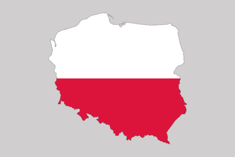 Mapa Polski w barwach narodowych