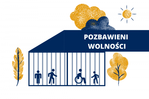 Grafika przedstawiająca ludzi w więzieniu