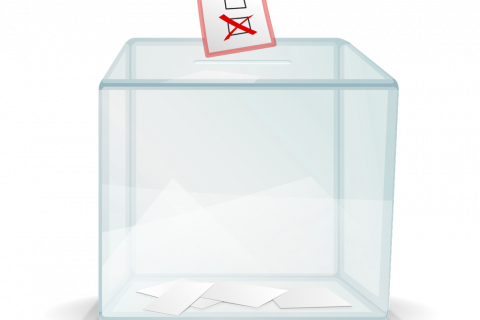 Grafika: biało-czerwona urna wyborcza